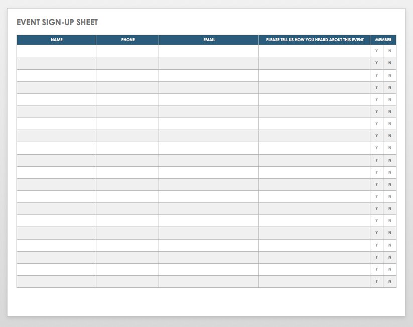 Conference Room Sign Up Sheet Template