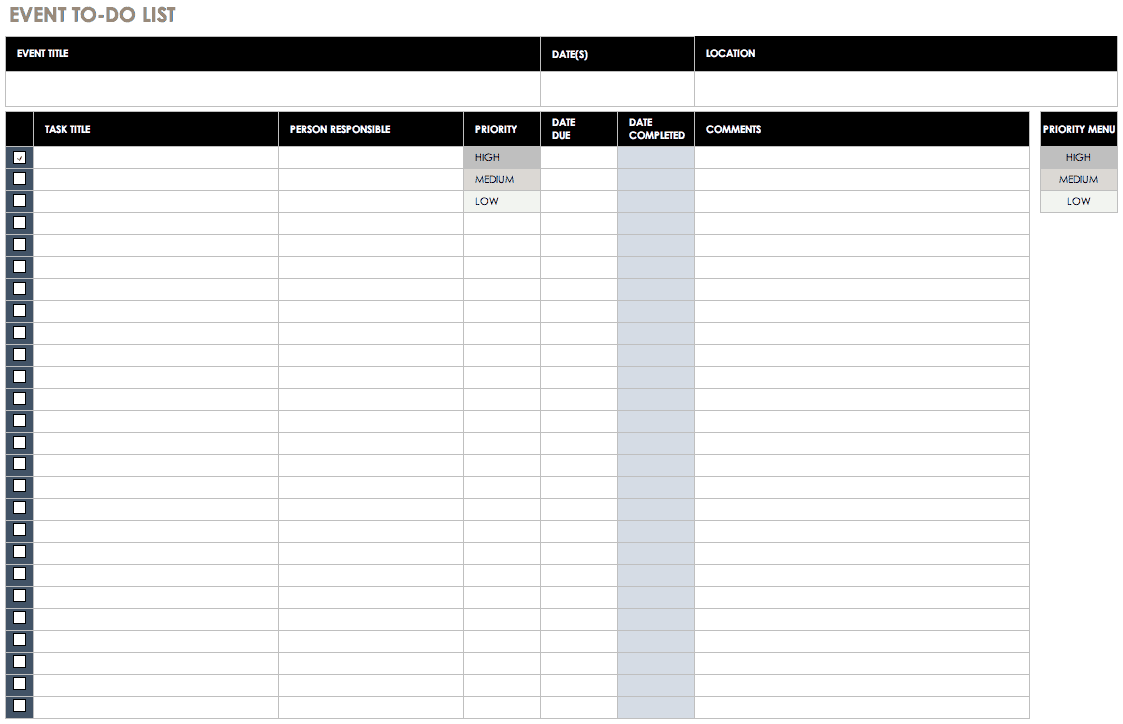 Event To Do List Template