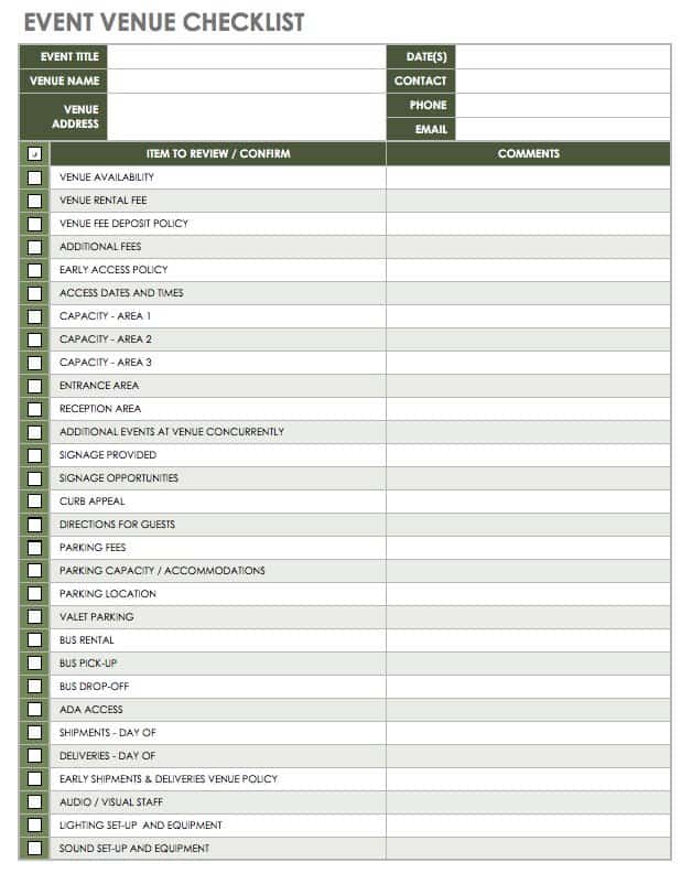 Event Planning Checklist Template Excel from www.smartsheet.com