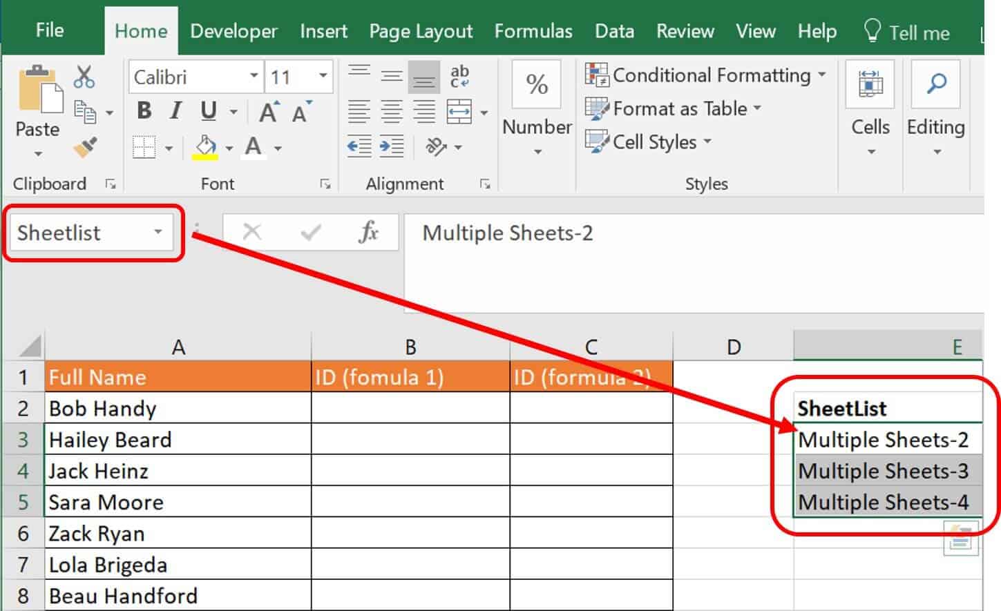 Excel lookup data multiple sheets sample