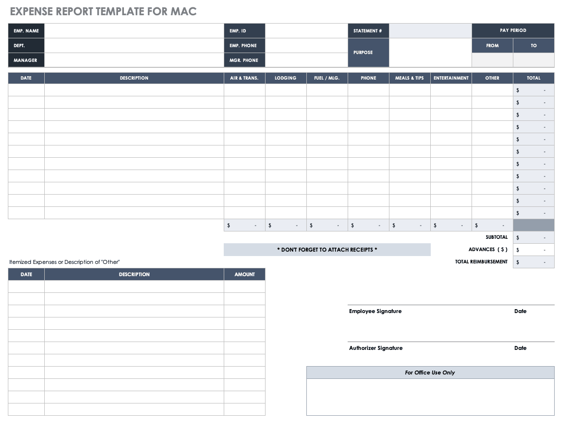 Expense Report Template for Mac