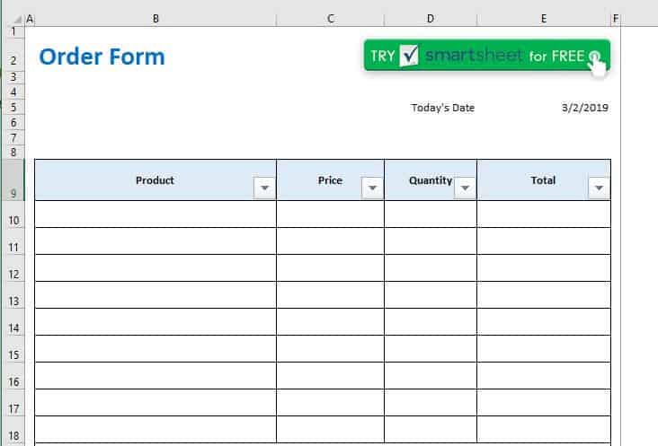 Format order form