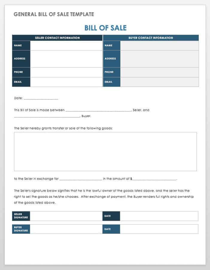 Utility Trailer Bill Of Sale Template Free from www.smartsheet.com