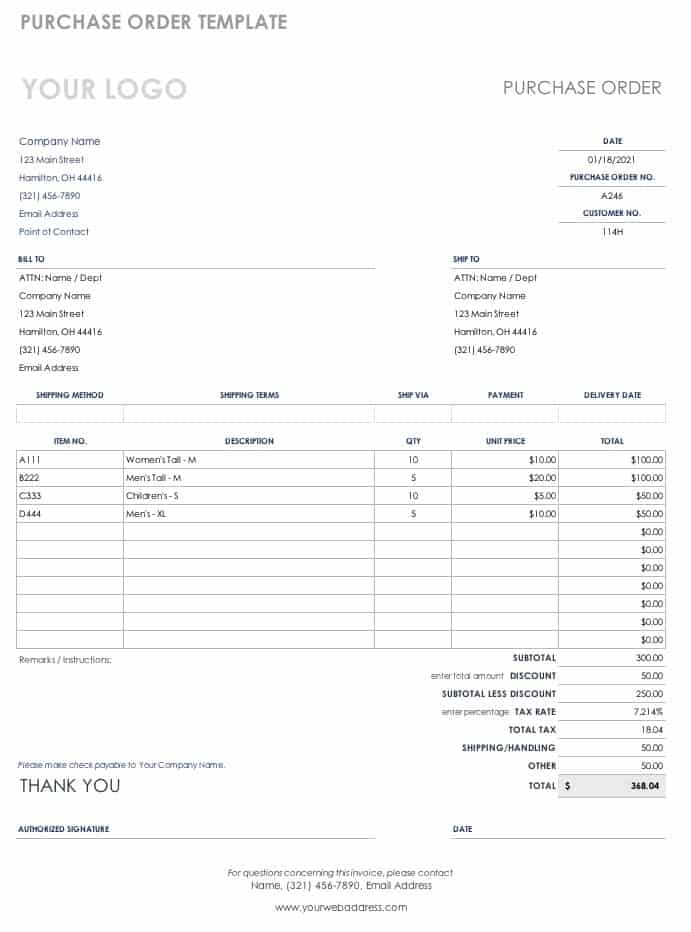 purchase order form