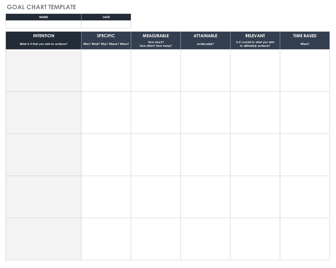 Life Goal Chart Template