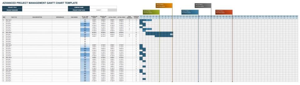 Goggle Advanced Project Management Gantt Chart Template