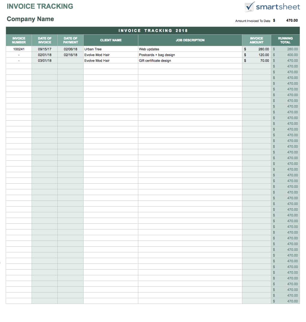 Free Google Docs Invoice Templates  Smartsheet Intended For Invoice Tracking Spreadsheet Template