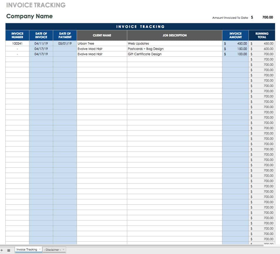 23 Free Invoice Templates  Smartsheet In Invoice Tracking Spreadsheet Template