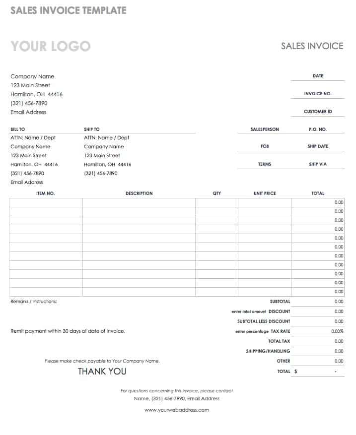 55 free invoice templates  smartsheet