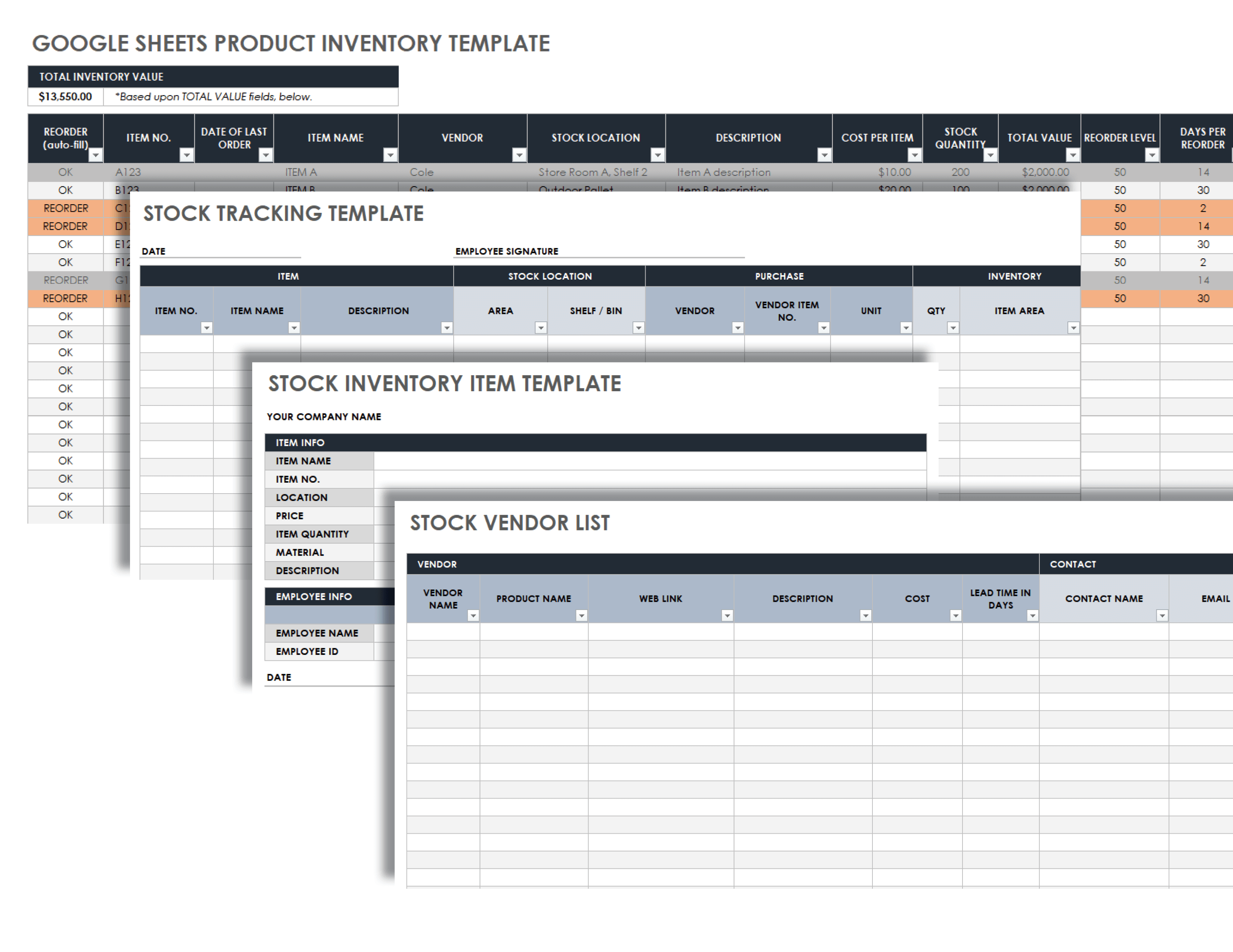 Google Sheets Product Inventory Template