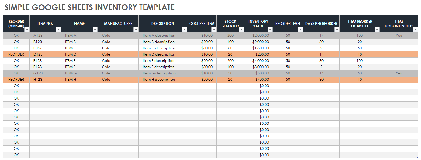 Free Google Sheets Inventory Templates | Smartsheet