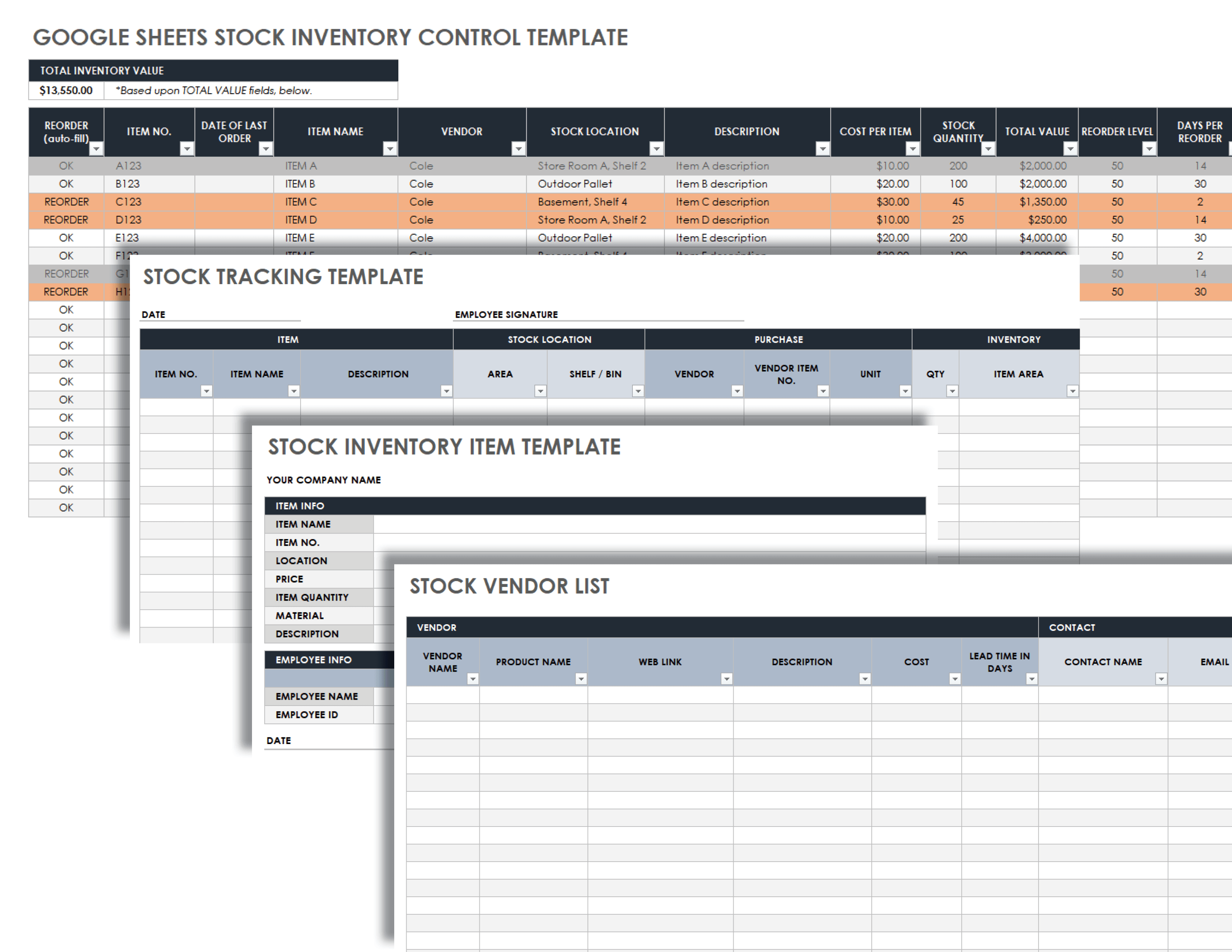 Google Sheets Stock Inventory Control Template