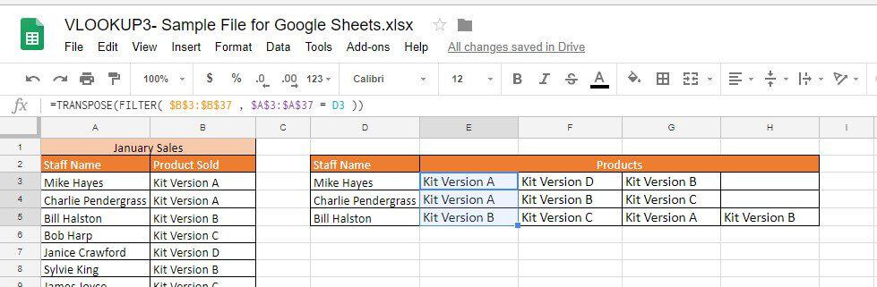 Google Sheets lookup multiple values formula