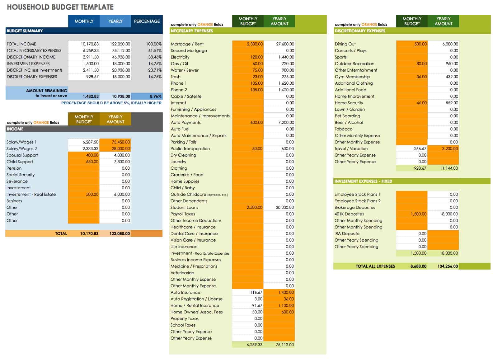 Google Sheets Chore Chart Template