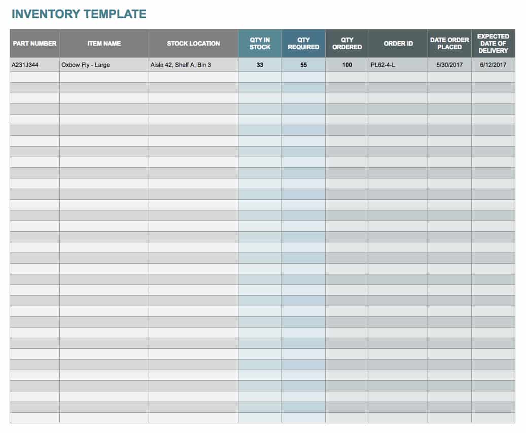 IC Google Spreadsheet Inventory Template