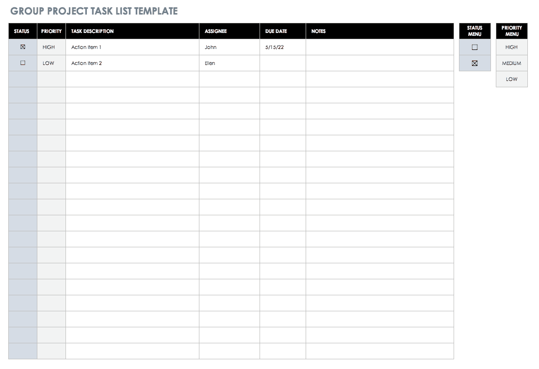 Free To Do List in Excel