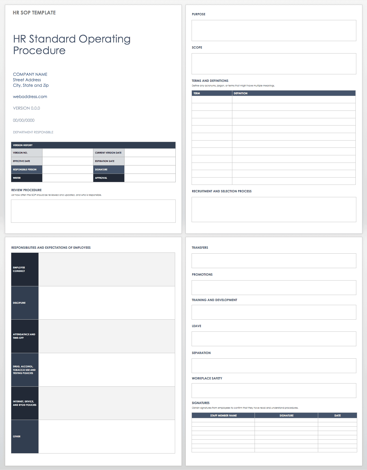 Standard Operating Procedure Template from www.smartsheet.com