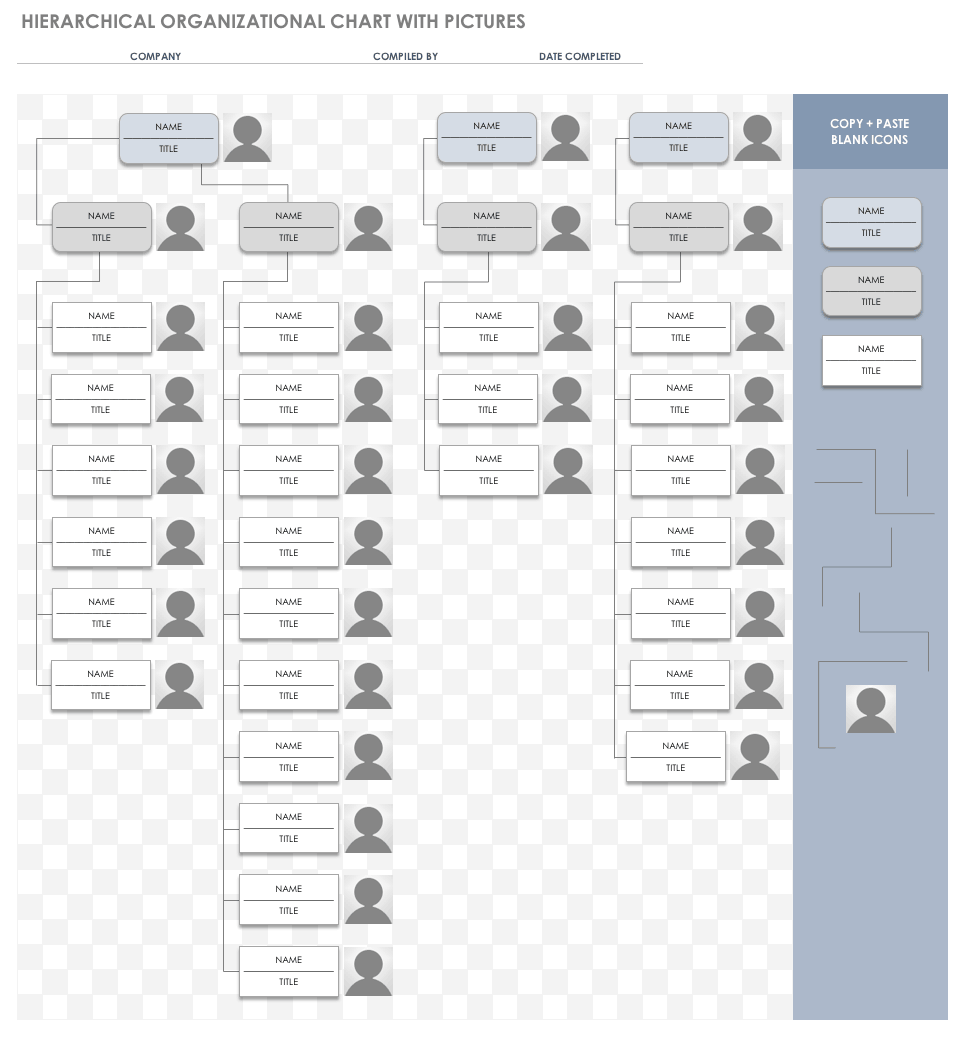 Hierarchical Organizational Chart Template with Pictures