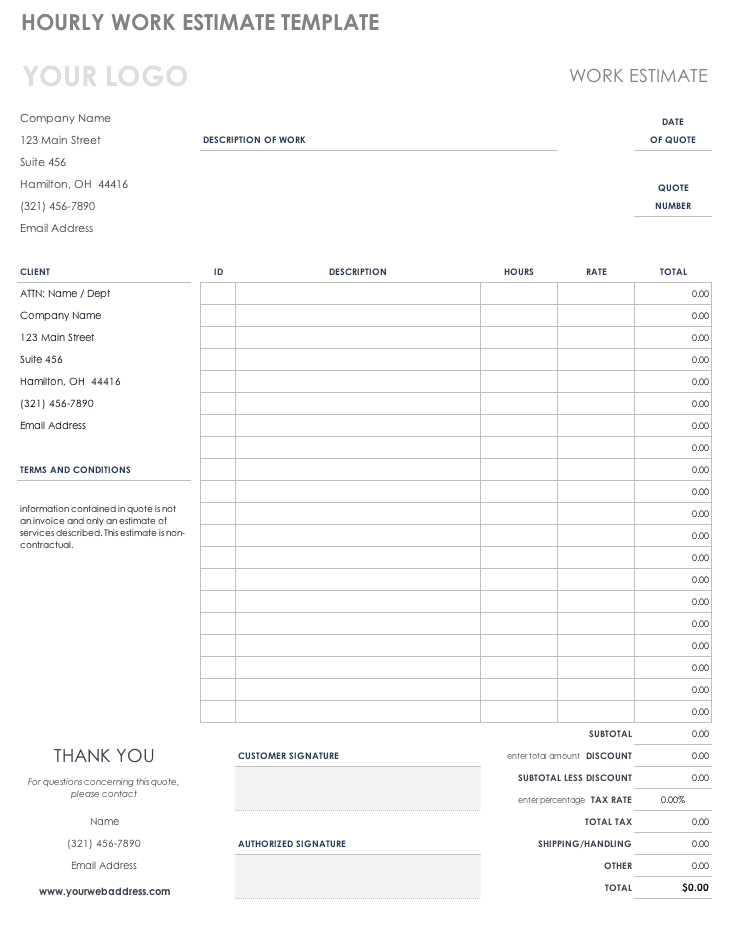 job estimate template