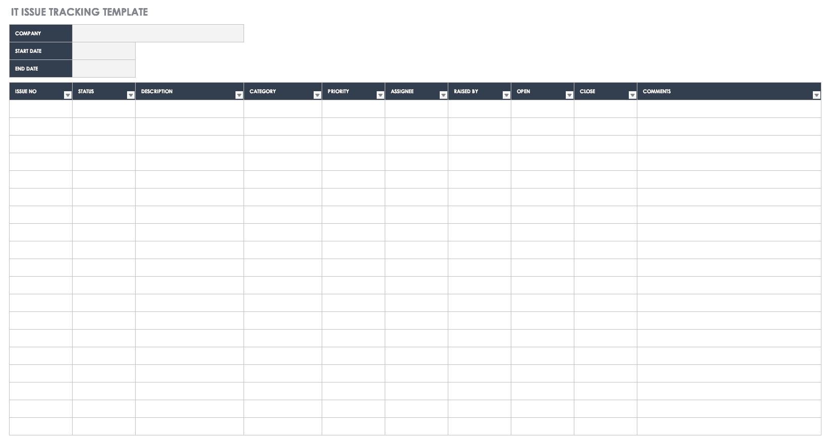 IT Issue Tracking Template