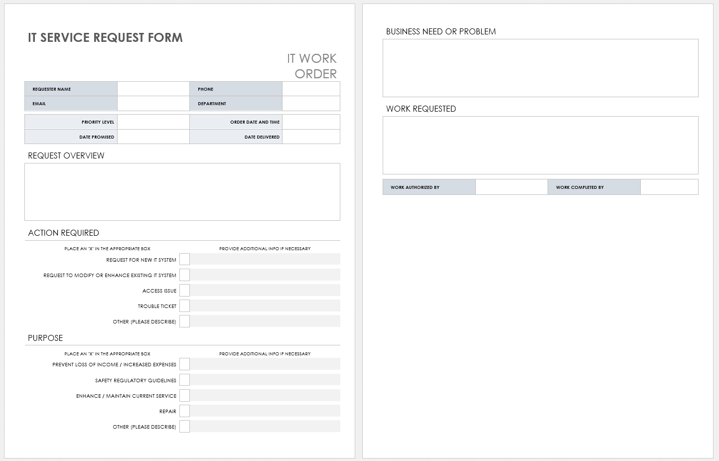 Request for Service Form