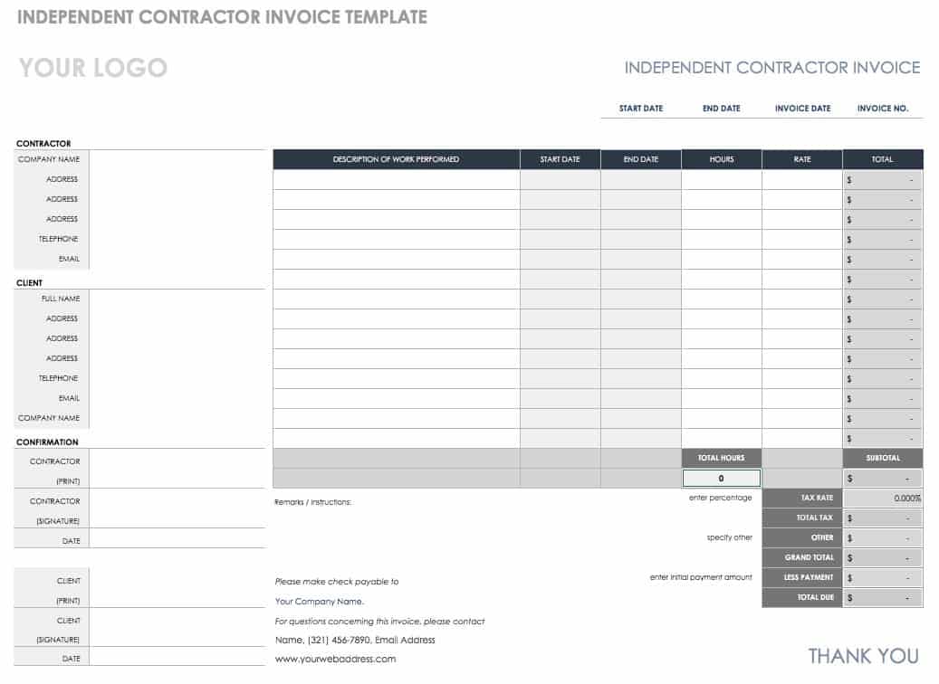 Independent Contractor Invoice Template Free from www.smartsheet.com