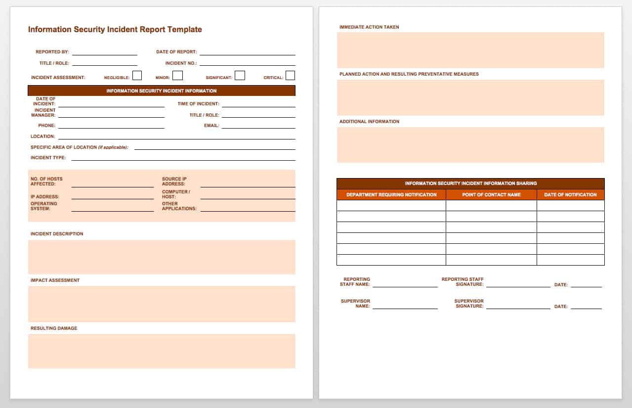 Free Incident Report Templates & Forms  Smartsheet For Incident Report Log Template