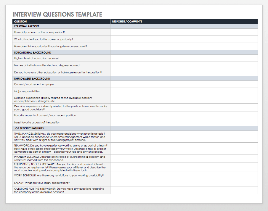 Questions And Answers Template