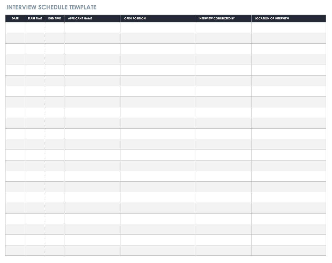 Excel Interview Schedule Template Sample Excel Templates