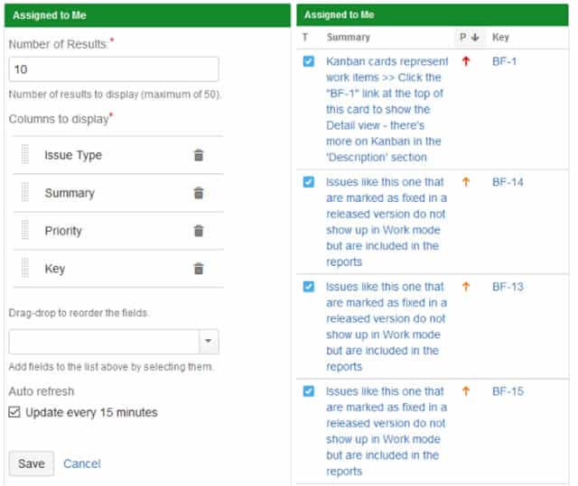 Edit Gadget Settings in Jira