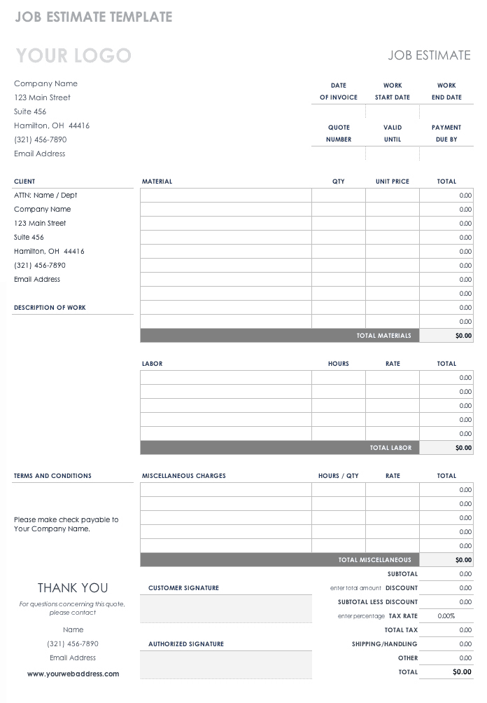 Free Roofing Estimate Template from www.smartsheet.com