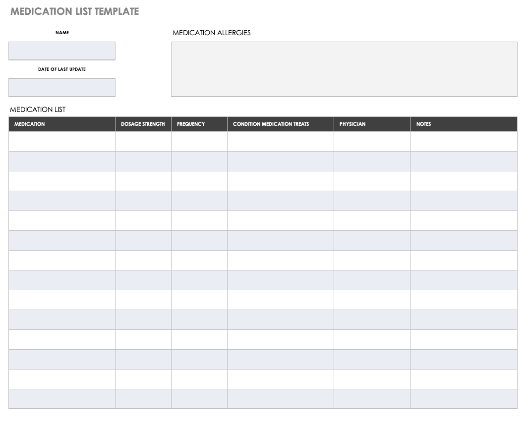 Medical Record Template Free from www.smartsheet.com