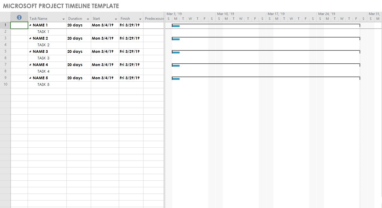 Microsoft Project Timeline Template