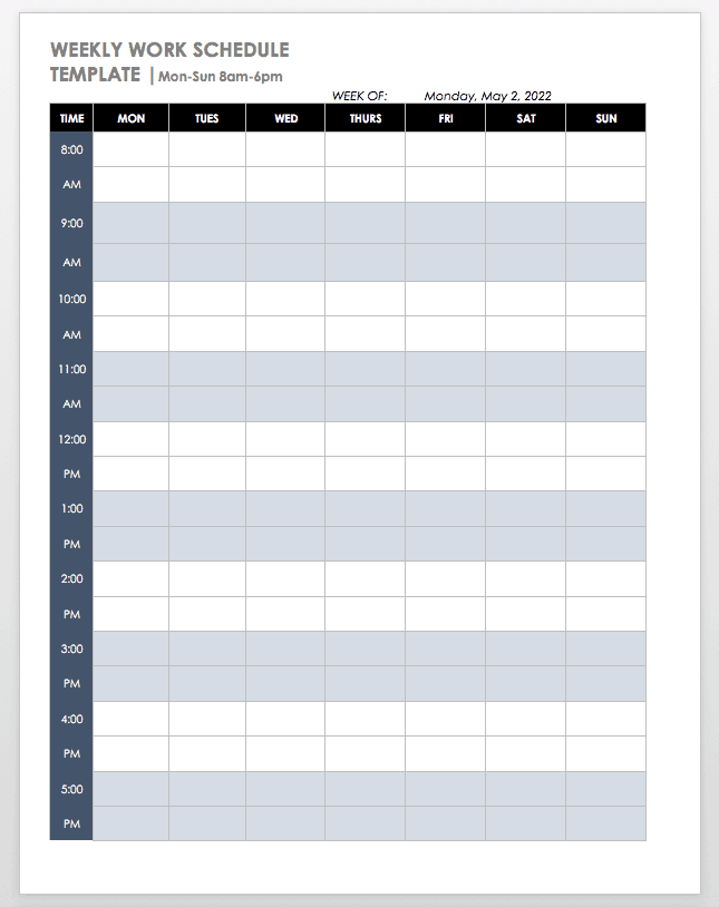 Staff Schedule Template Weekly from www.smartsheet.com