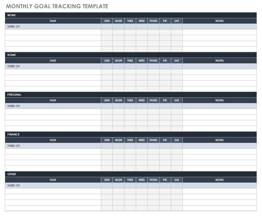 Monthly Goal Tracking Template