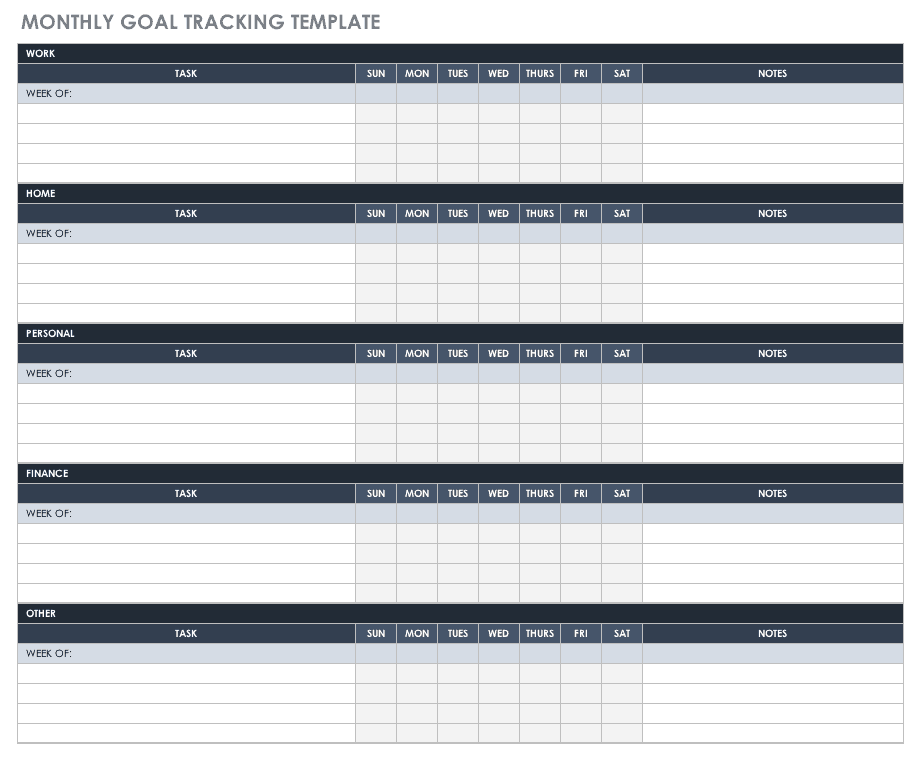 Personal Goal Chart Template