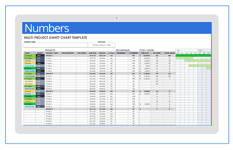 apple numbers templates for business