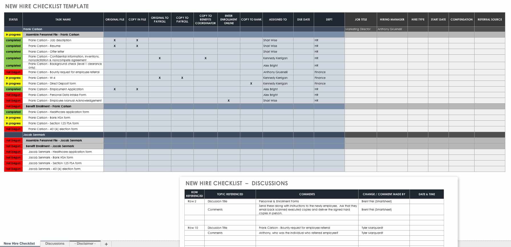 Free Human Resources Templates in Excel Smartsheet