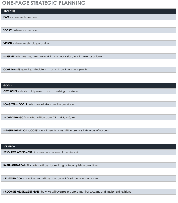 Free Strategic Planning Templates Smartsheet