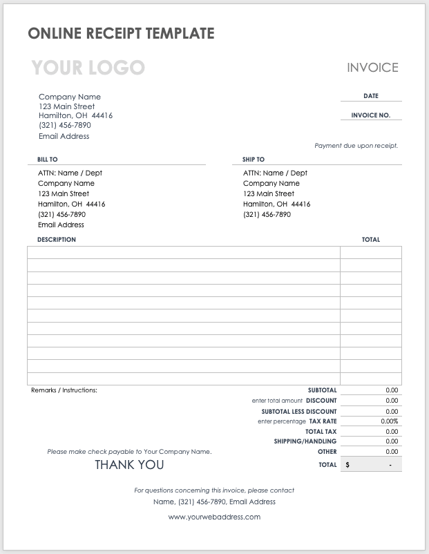 Receipt Template Mac Word