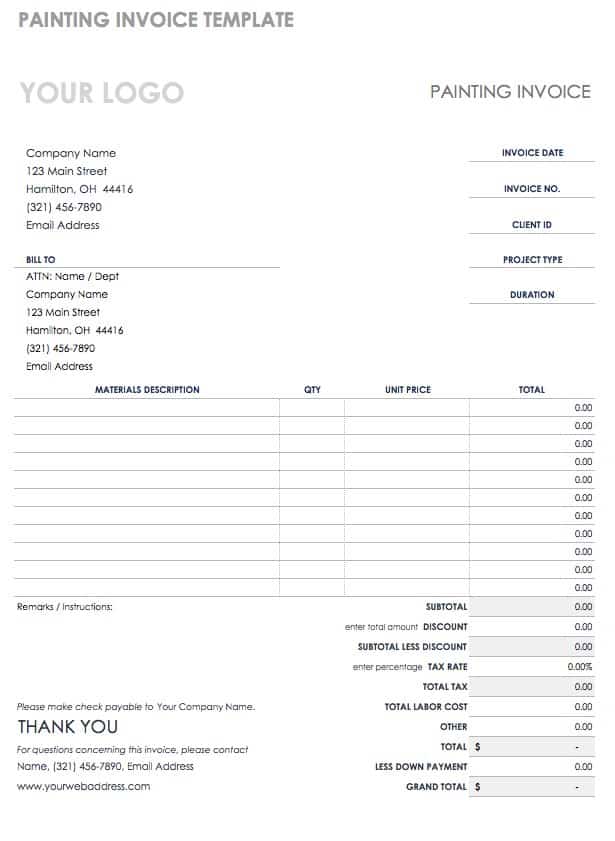 Painter Invoice Template