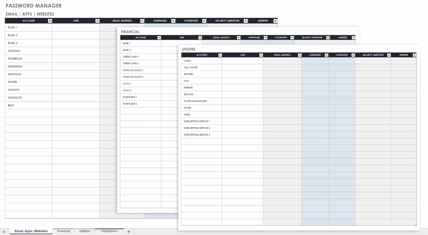 Free Password Templates And Spreadsheets Smartsheet