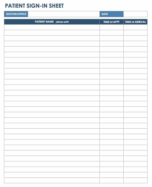 Patient Sign-In Sheet Template
