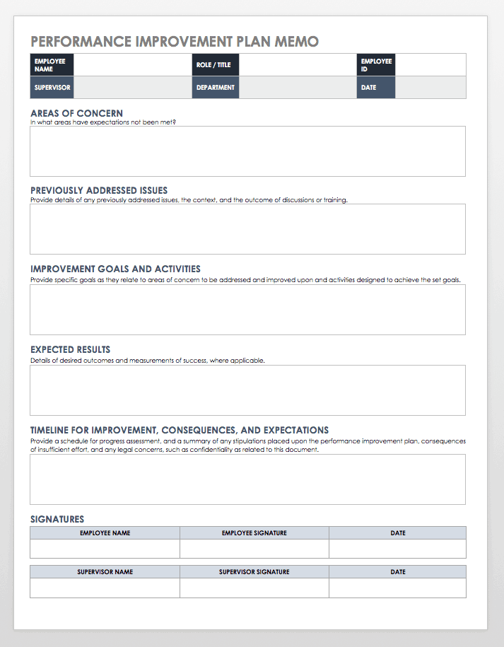 Self Improvement Plan Template