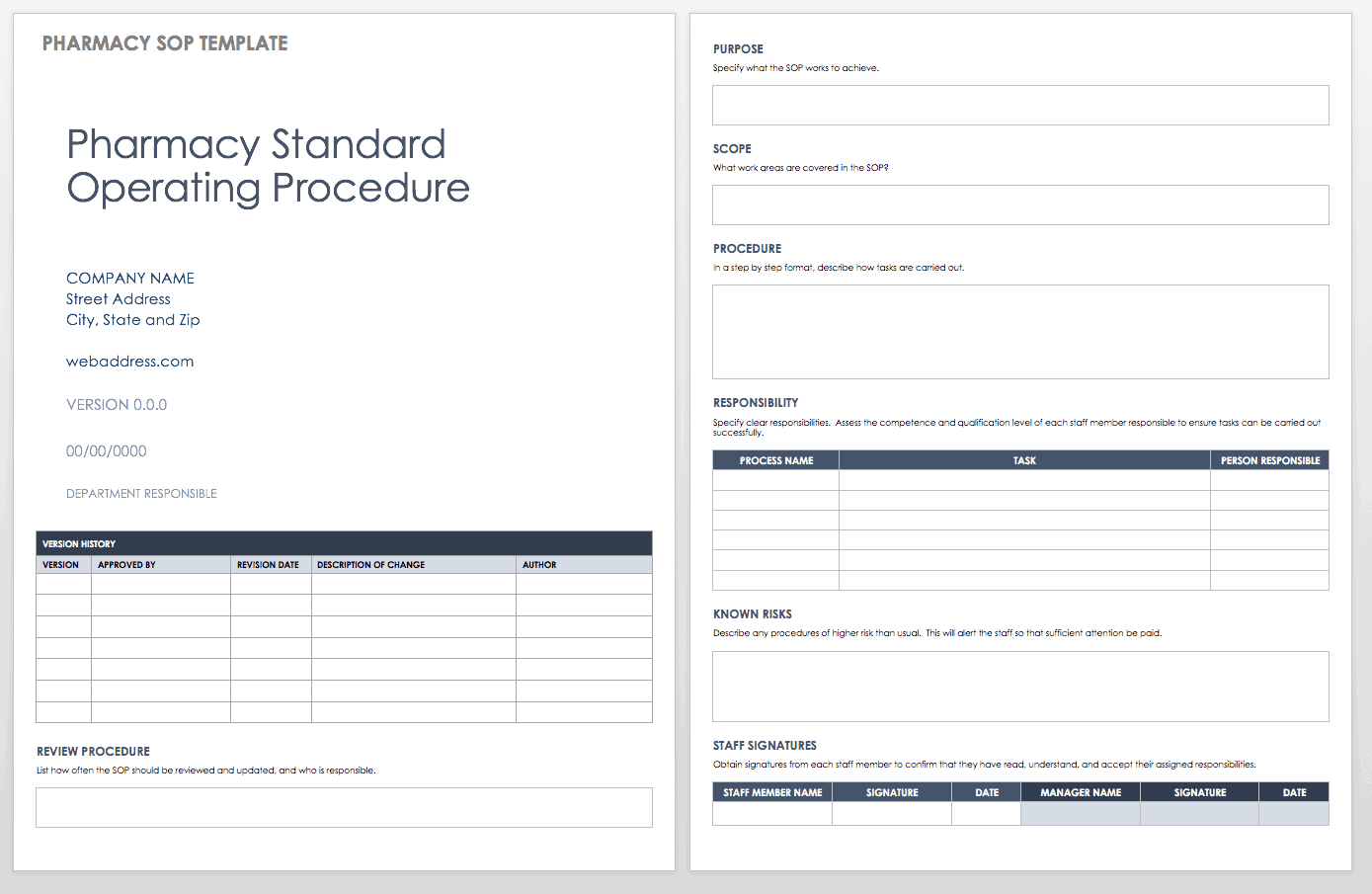 Standard Operating Procedure Template Free from www.smartsheet.com