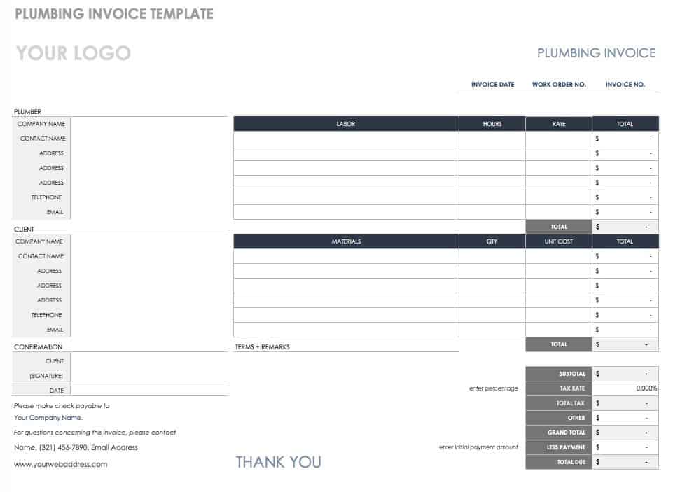 Plumbing Invoice template