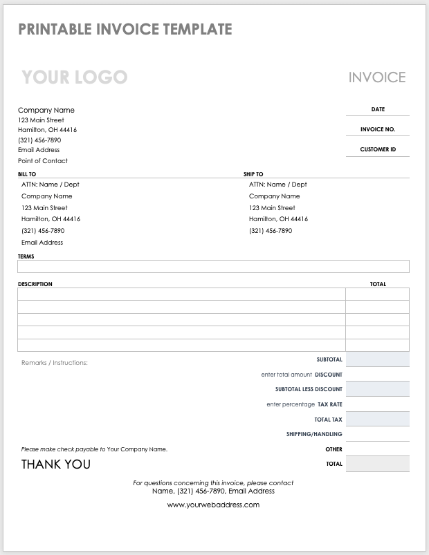 Free Blank Invoice Templates 30 Pdf Eforms Freelance Hourly Invoice Template In Pdf Striped