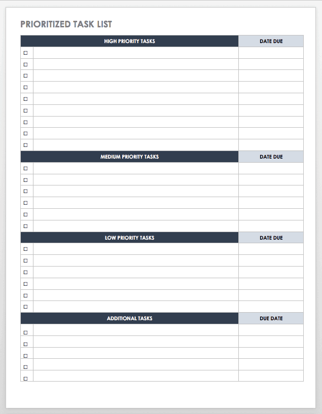 Prioritizing Tasks Worksheet - To Do Lists for Daily Time Tracking
