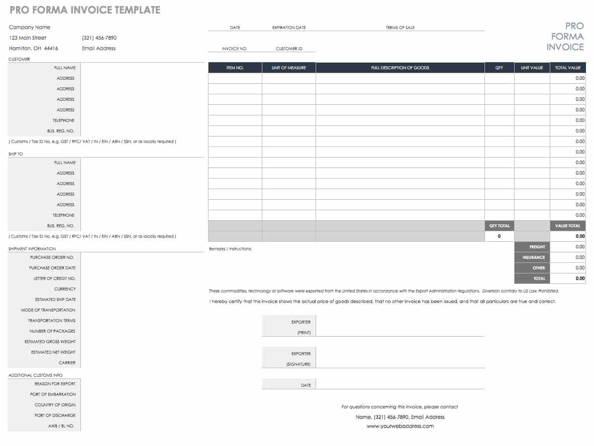 Get Proforma Invoice Template Nz PNG