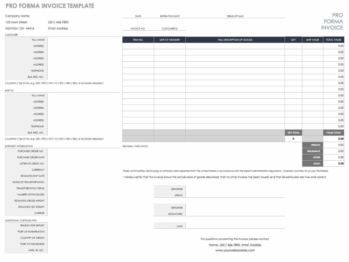 Free Excel Invoice Templates Smartsheet